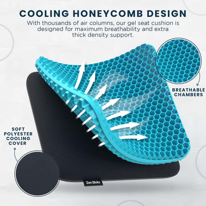 Orthopedic Gel Seat Cushion for Office Chairs, Car Seats & Wheelchairs