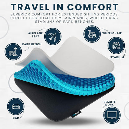 Orthopedic Gel Seat Cushion for Office Chairs, Car Seats & Wheelchairs