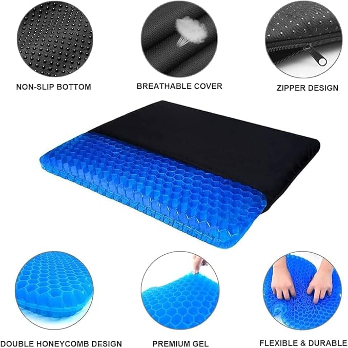 Orthopedic Gel Seat Cushion for Office Chairs, Car Seats & Wheelchairs