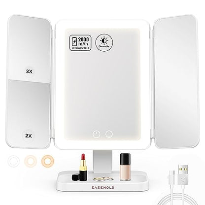 Tri-fold Makeup Mirror with Lights