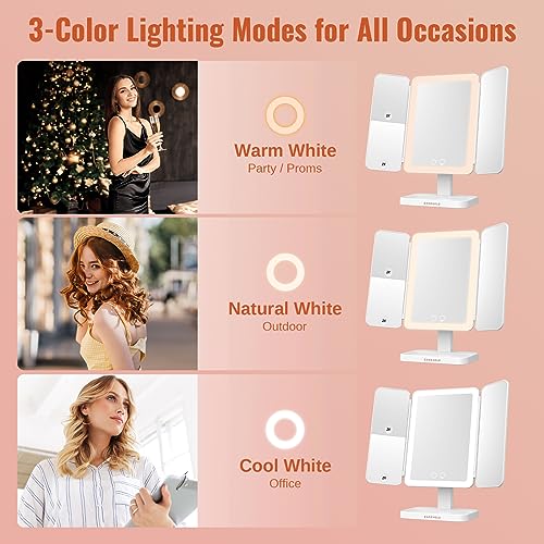 Tri-fold Makeup Mirror with Lights