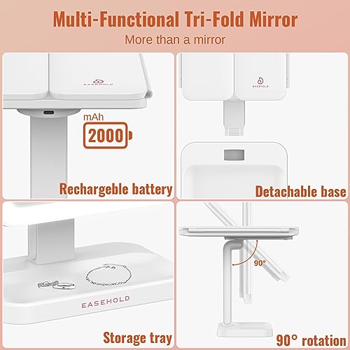 Tri-fold Makeup Mirror with Lights