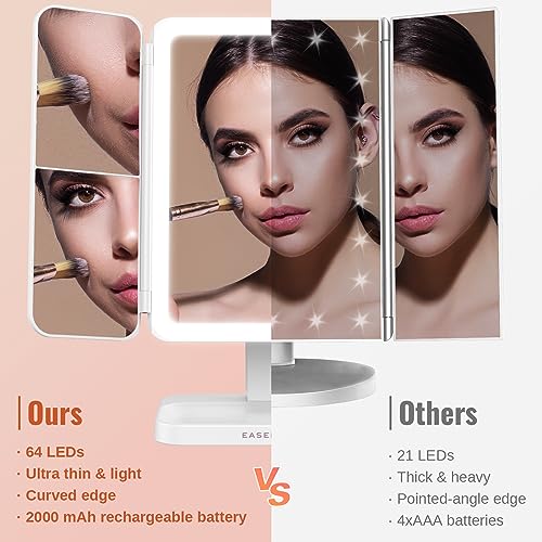 Tri-fold Makeup Mirror with Lights