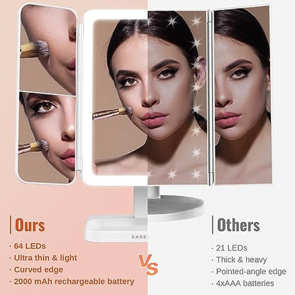 Tri-fold Makeup Mirror with Lights