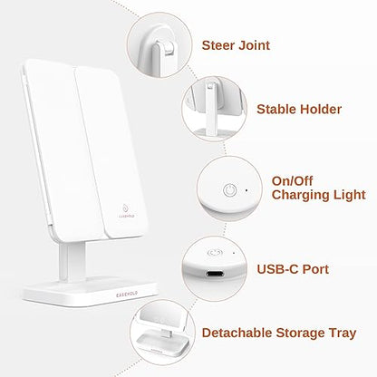 Tri-fold Makeup Mirror with Lights