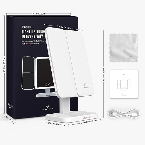 Tri-fold Makeup Mirror with Lights