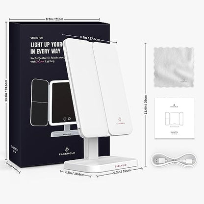 Tri-fold Makeup Mirror with Lights