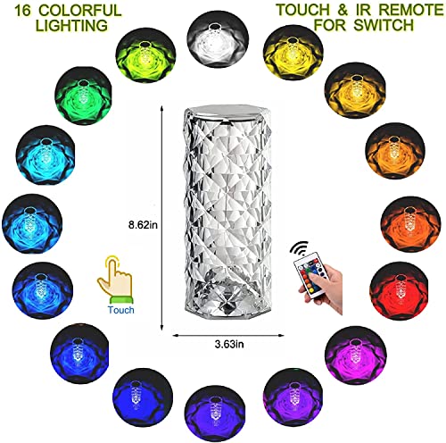 Crystal Rose Diamond 16 Color RGB Changing Mode LED Night Lights