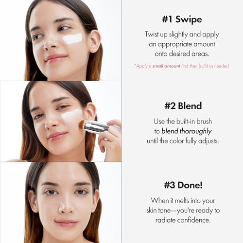 Korean 2‑in‑1 Color‑Changing Foundation Stick with Travel Brush