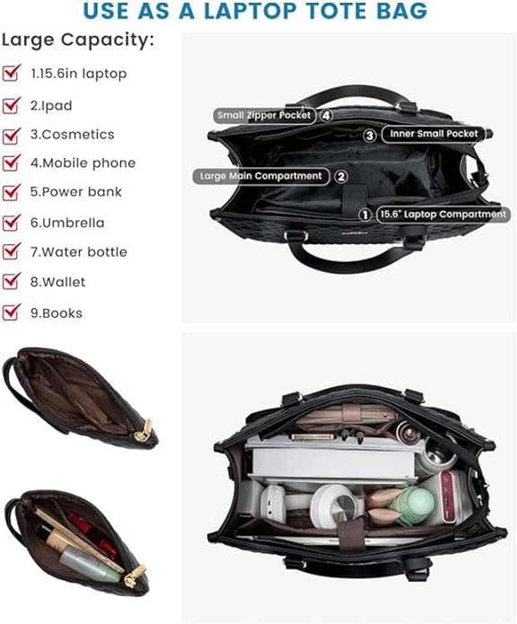 KIYU Elegant Work Bag with Lunch Compartment