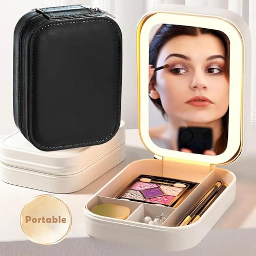 Makeup Storage Box With LED Light Mirror