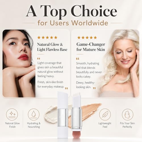 Korean 2‑in‑1 Color‑Changing Foundation Stick with Travel Brush