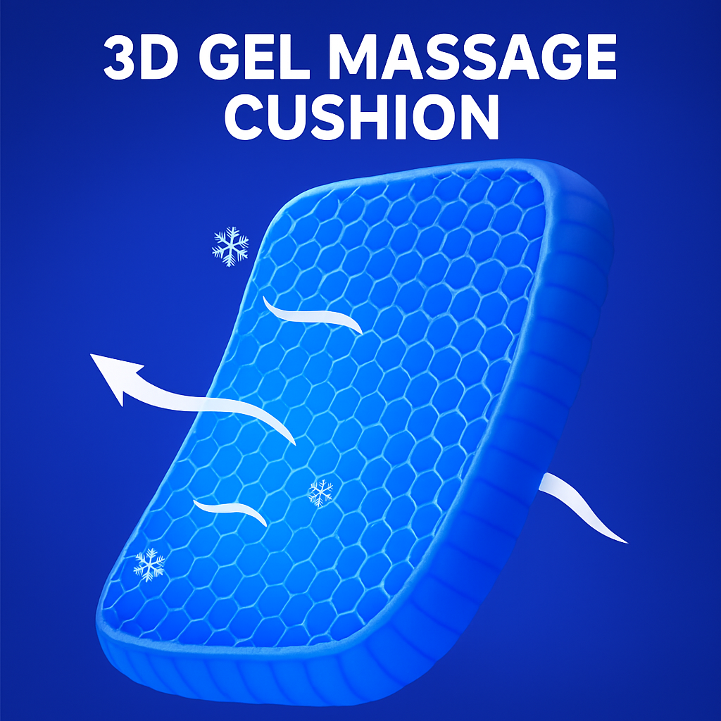Orthopedic Gel Seat Cushion for Office Chairs, Car Seats & Wheelchairs