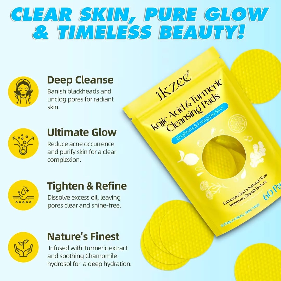 Kojic acid turmeric cleansing pads ( pack of 60 pcs)