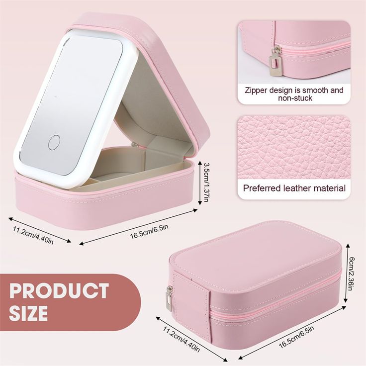 Makeup Storage Box With LED Light Mirror