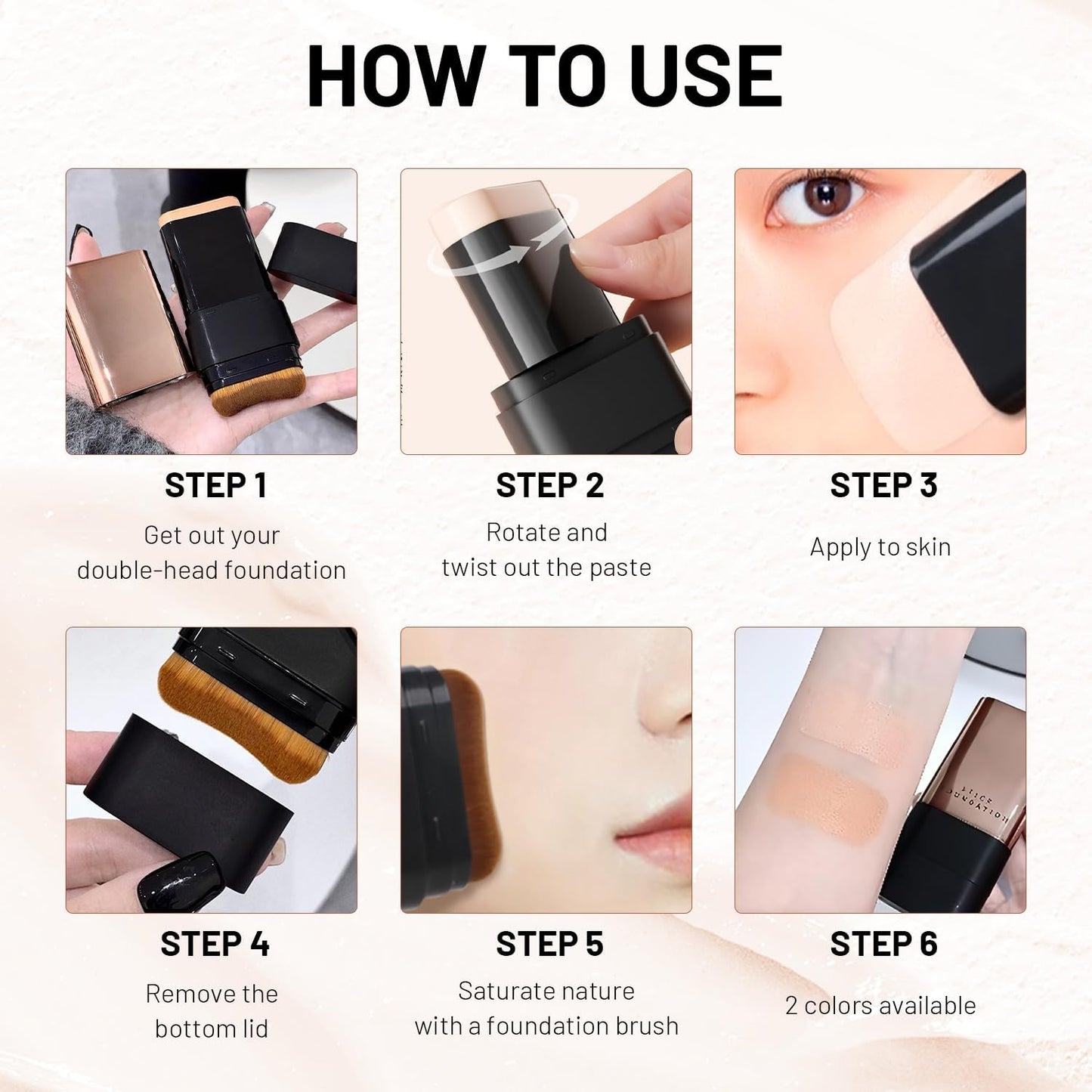 2 in 1 Creamy Long-Wear Foundation Stick with Brush